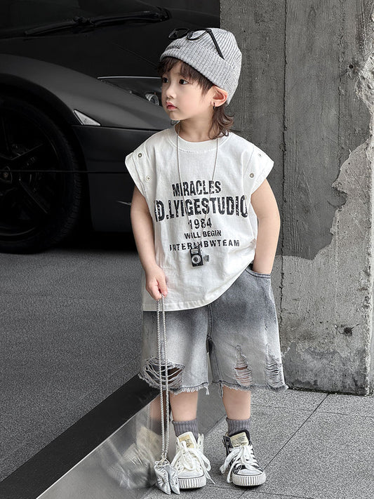 Ripped Sleeveless Set
